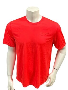 Nike Men’s Athletic T-Shirt Neon Orange Logo Short Sleeve Dri-Fit L